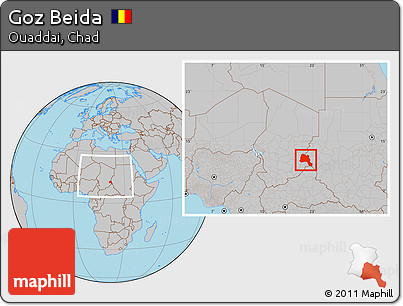 Gray Location Map of Goz Beida, within the entire country