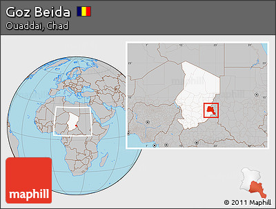 Gray Location Map of Goz Beida, highlighted country, within the entire country