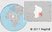 Gray Location Map of Goz Beida, highlighted country, within the entire country