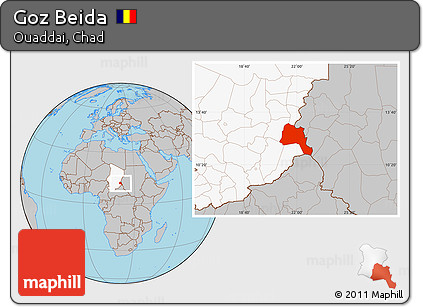Gray Location Map of Goz Beida, highlighted country
