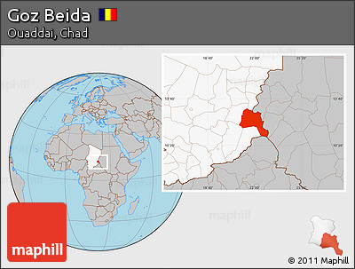 Gray Location Map of Goz Beida, highlighted country