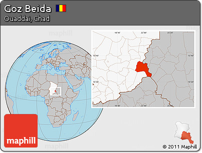 Gray Location Map of Goz Beida, highlighted country