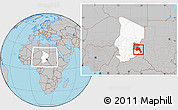 Gray Location Map of Goz Beida, highlighted country, highlighted parent region, within the entire country