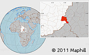 Gray Location Map of Goz Beida, highlighted country, hill shading