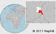 Gray Location Map of Goz Beida, highlighted parent region, hill shading