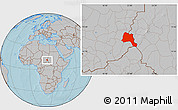 Gray Location Map of Goz Beida, hill shading