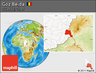 Physical Location Map of Goz Beida, highlighted country