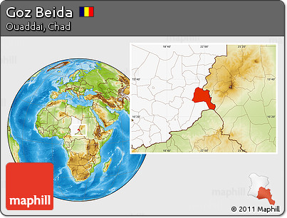 Physical Location Map of Goz Beida, highlighted country
