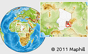 Physical Location Map of Goz Beida, highlighted country, highlighted parent region, within the entire country