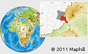 Physical Location Map of Goz Beida, highlighted country, highlighted parent region