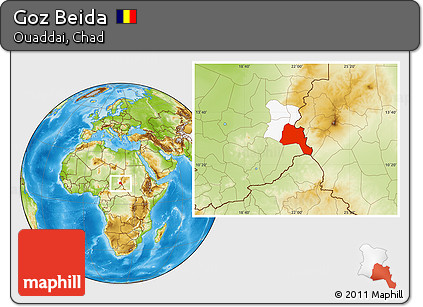 Physical Location Map of Goz Beida, highlighted parent region