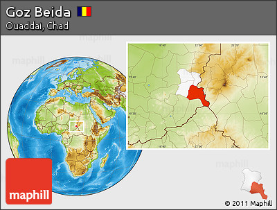 Physical Location Map of Goz Beida, highlighted parent region