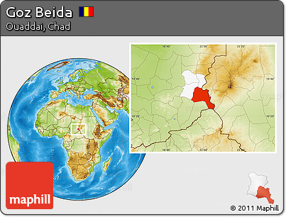 Physical Location Map of Goz Beida, highlighted parent region