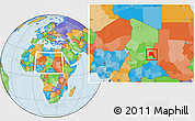 Political Location Map of Goz Beida, within the entire country
