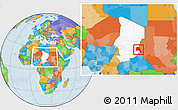 Political Location Map of Goz Beida, highlighted country, within the entire country