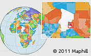 Political Location Map of Goz Beida, highlighted country, highlighted parent region, within the entire country
