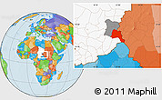 Political Location Map of Goz Beida, highlighted country, highlighted parent region