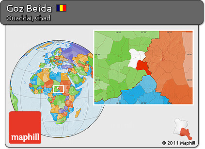 Political Location Map of Goz Beida, highlighted parent region