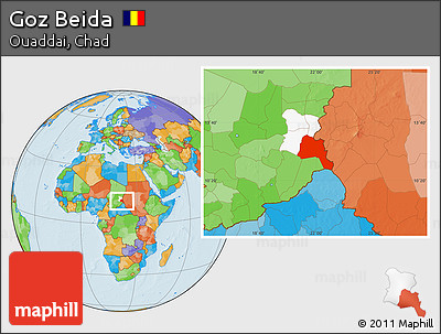 Political Location Map of Goz Beida, highlighted parent region