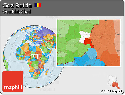 Political Location Map of Goz Beida, highlighted parent region