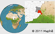 Satellite Location Map of Goz Beida, highlighted country, highlighted parent region
