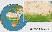 Satellite Location Map of Goz Beida, highlighted parent region, within the entire country