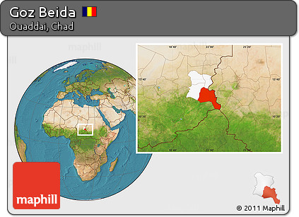 Satellite Location Map of Goz Beida, highlighted parent region