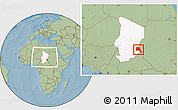 Savanna Style Location Map of Goz Beida, highlighted country, within the entire country, hill shading