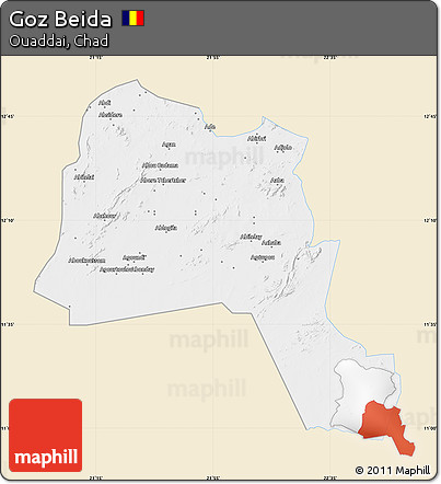 Classic Style Map of Goz Beida, single color outside