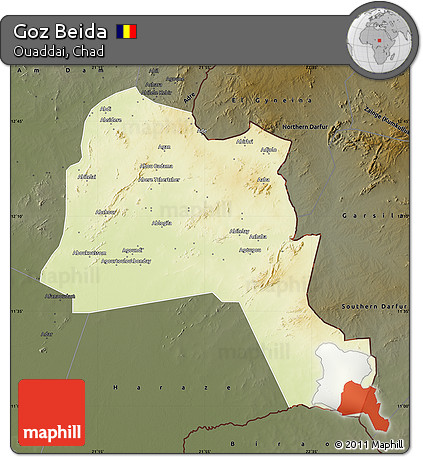 Physical Map of Goz Beida, darken