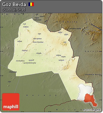 Physical Map of Goz Beida, darken