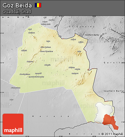 Physical Map of Goz Beida, desaturated