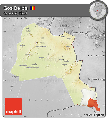 Physical Map of Goz Beida, desaturated