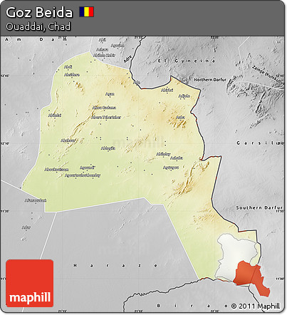 Physical Map of Goz Beida, desaturated