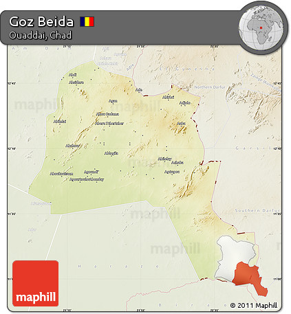 Physical Map of Goz Beida, lighten