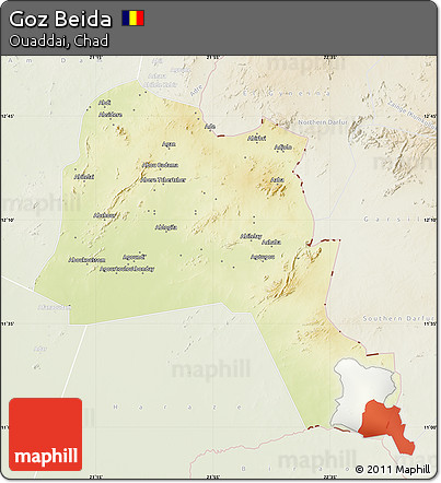Physical Map of Goz Beida, lighten