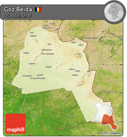 Physical Map of Goz Beida, satellite outside