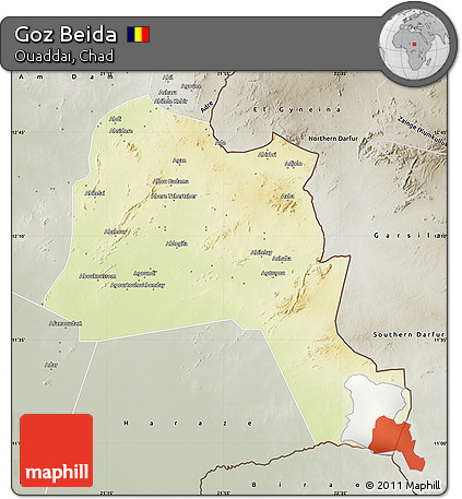 Physical Map of Goz Beida, semi-desaturated