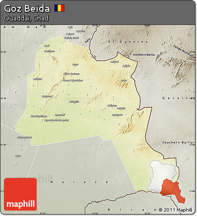 Physical Map of Goz Beida, semi-desaturated