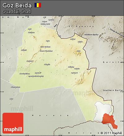 Physical Map of Goz Beida, semi-desaturated
