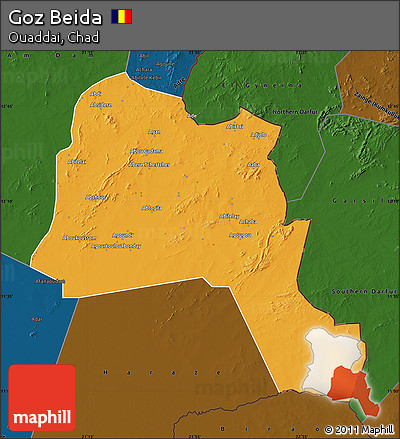 Political Map of Goz Beida, darken