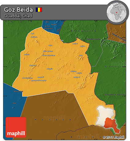 Political Map of Goz Beida, darken