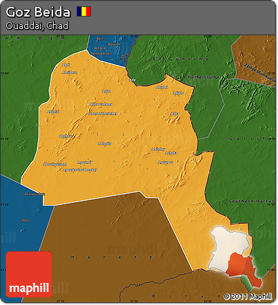 Political Map of Goz Beida, darken