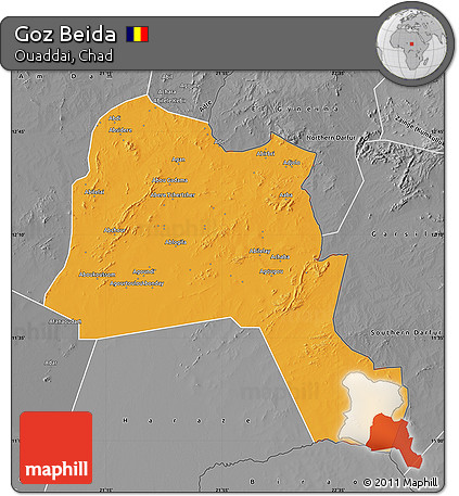 Political Map of Goz Beida, desaturated