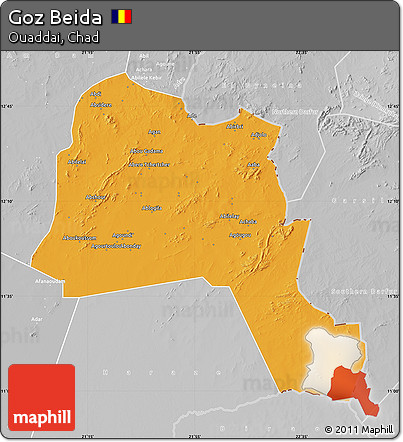 Political Map of Goz Beida, lighten, desaturated