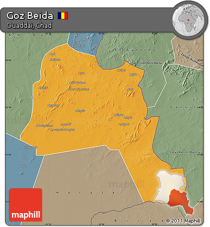 Political Map of Goz Beida, semi-desaturated