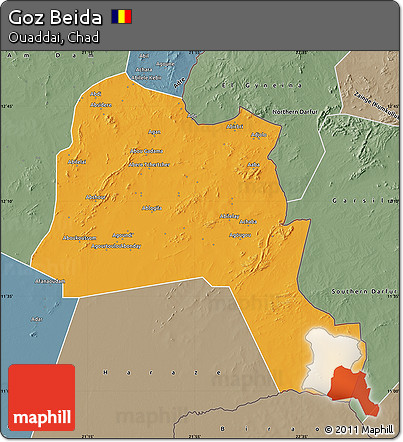 Political Map of Goz Beida, semi-desaturated