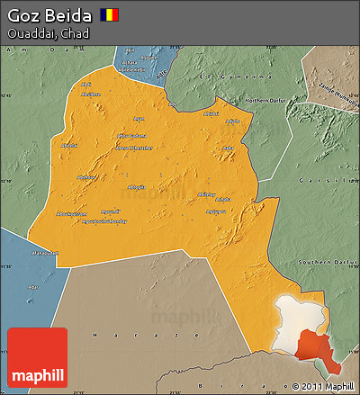 Political Map of Goz Beida, semi-desaturated