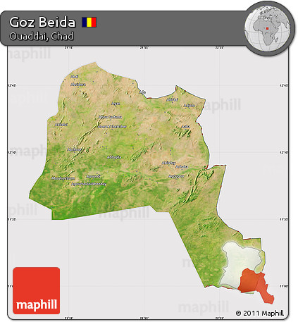 Satellite Map of Goz Beida, cropped outside