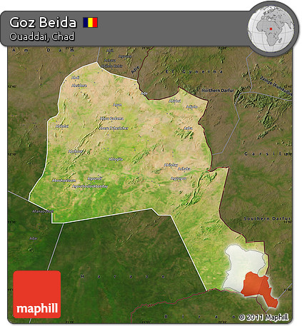 Satellite Map of Goz Beida, darken